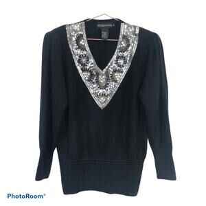 Vintage v-neck sequins lambswool sweater